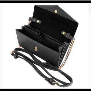 Stella & Max smartphone holder crossbody wallet mini bag genuine leather black